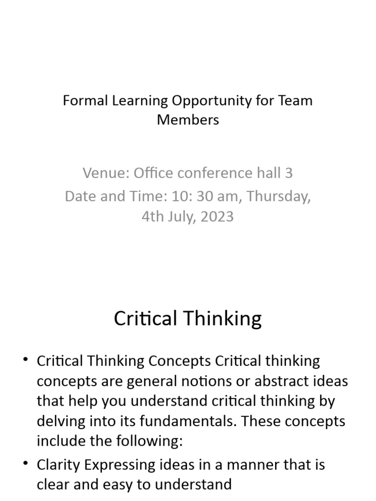 Formal Learning Opportunity for Team Members | PDF
