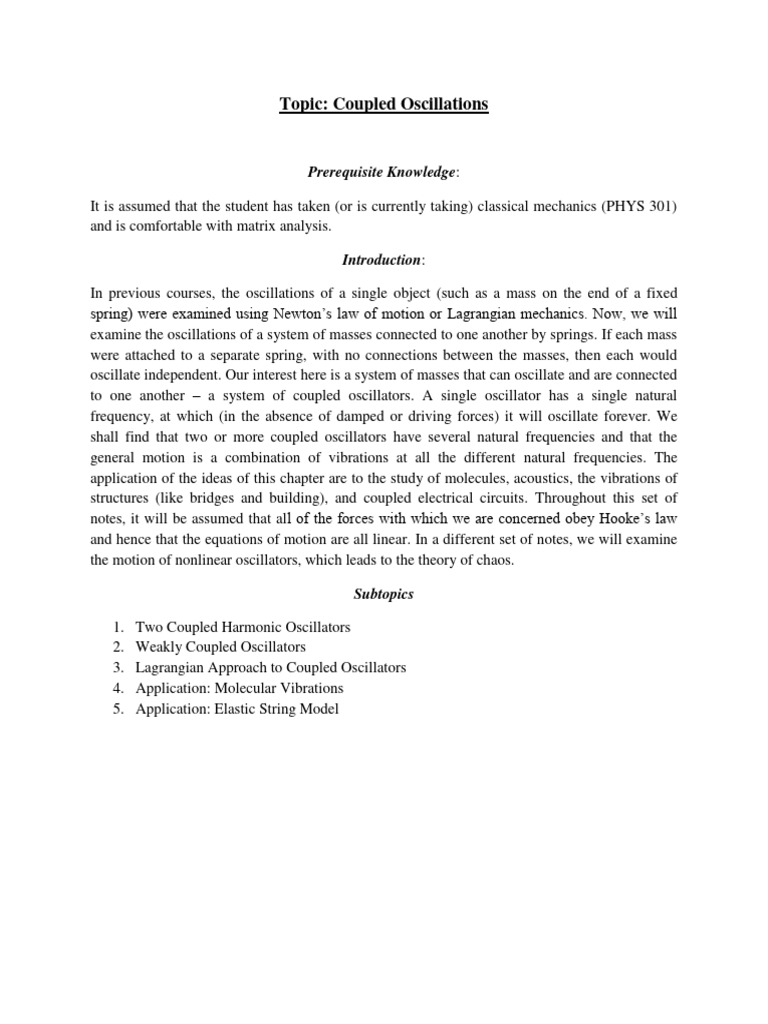 Normal Modes of Coupled Oscillators | PDF | Oscillation | Normal Mode
