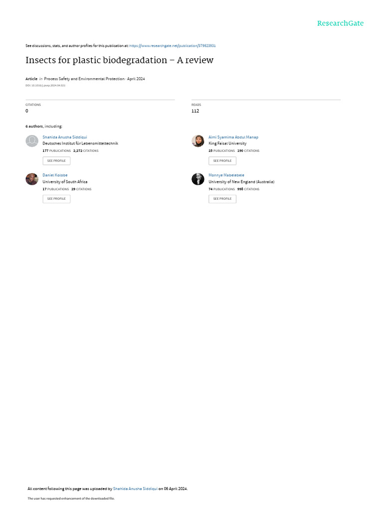 Insects For Plastic Bio Degradation Are View | PDF | Plastic ...