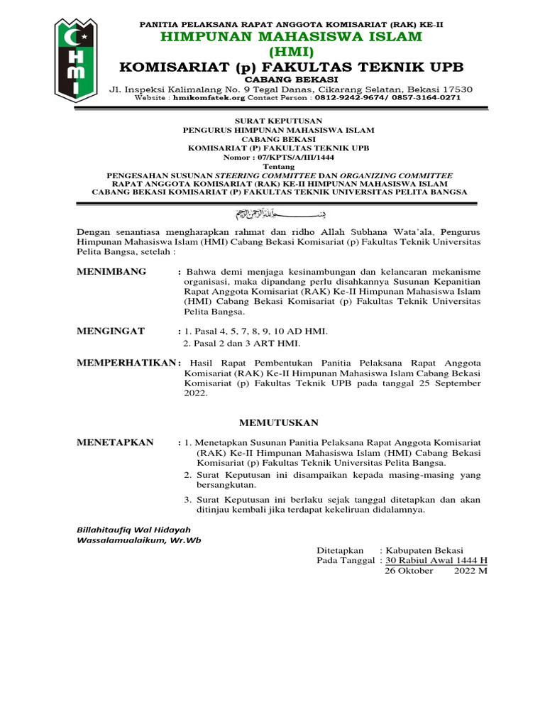 07-SK Panitia RAK Ke-2 | PDF