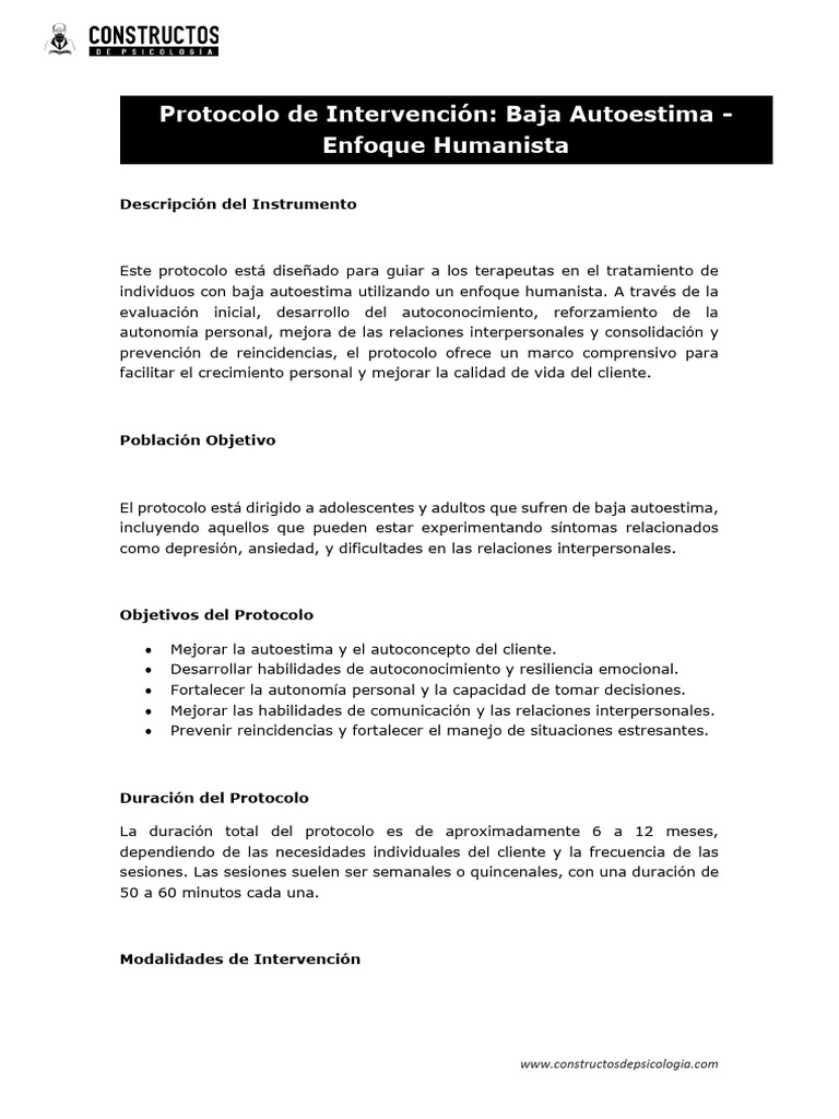 Protocolo de Intervención en Autoestima | PDF | Las emociones | Autoestima