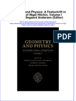 Geometry and Physics A Festschrift in Honour of Nigel Hitchin Volume I Jorgen Ellegaard Andersen Editor Full Chapter