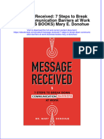 Message Received 7 Steps To Break Down Communication Barriers at Work Business Books Mary E Donohue Download PDF Chapter