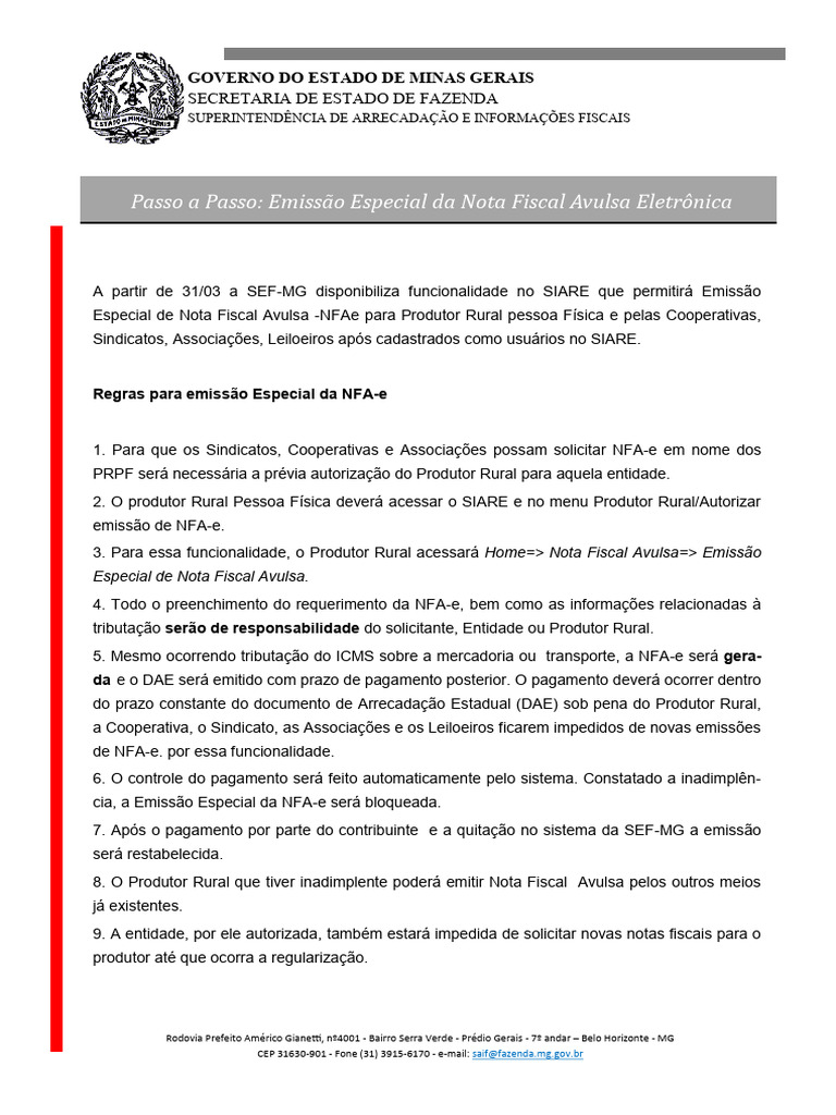 Emissão Especial de NFA-e para Produtores | PDF | Recibo