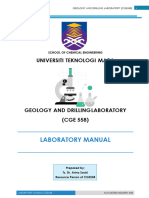 Laboratory Manual For CGE558 Geology and Drilling Lab - Semester 20242 Latest