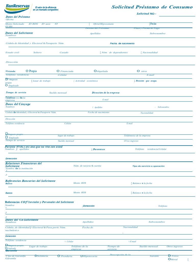 Solicitud de Prestamo | PDF | Bancos | Documento de identidad