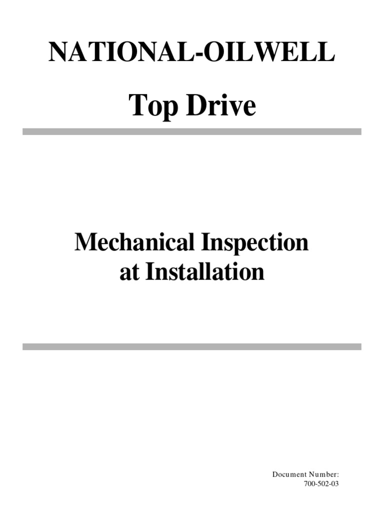 Top Drive Installation Inspection Checklist | PDF | Mechanical ...