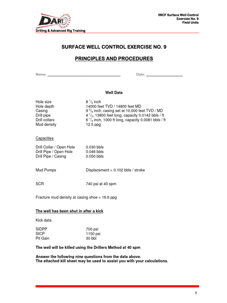Surface Well Control Training Exercise | PDF | Chemical Engineering