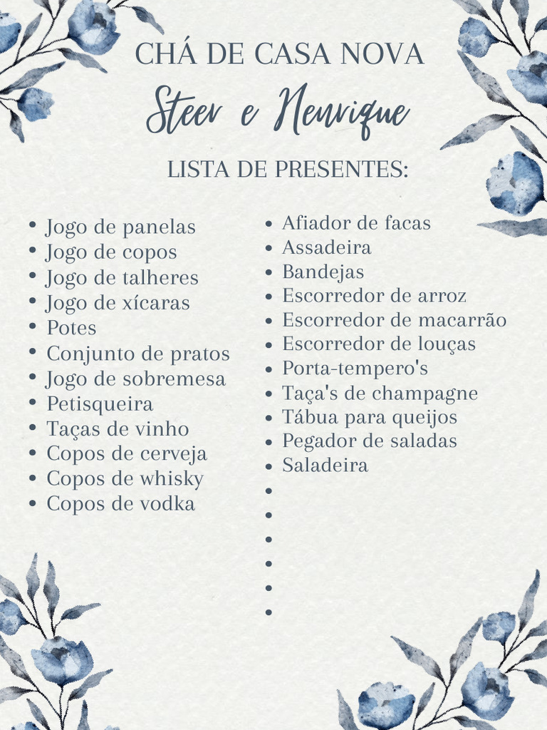 Lista de Presentes para Chá de Casa Nova | PDF | Arte