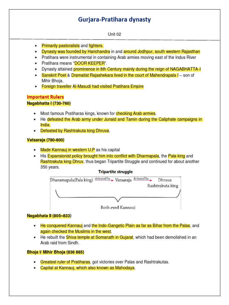 Unit 02 Gurjara Pratihara Dynasty PDF