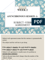 Asynchronous Session 1 - Subject - Verb Agreement