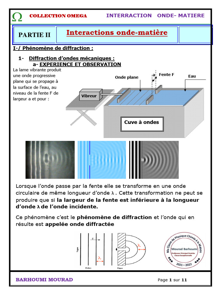 Interactions Onde-Matière et Diffraction | PDF | Dispersion (mécanique ...