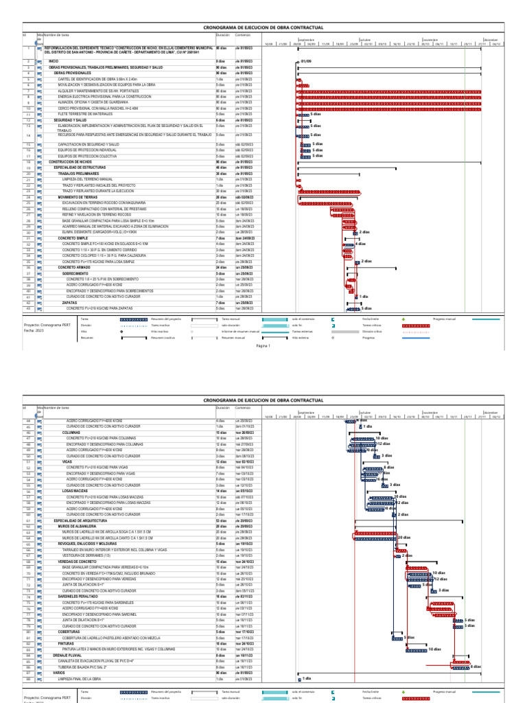 Cronograma Gantt | Descargar gratis PDF | Hormigón | Sector secundario