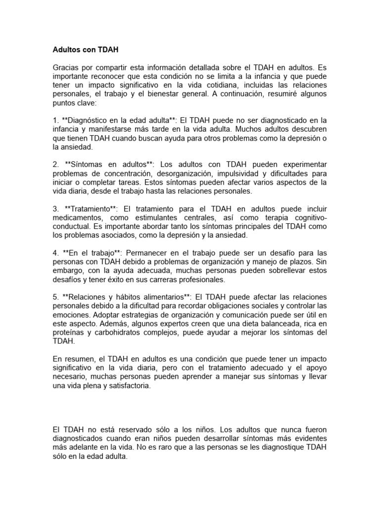 Adultos Con Tdah Pdf Desorden Hiperactivo Y Deficit De Atencion