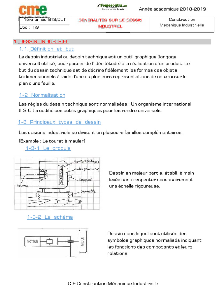 Introduction au Dessin Technique Industriel | PDF | Dessin technique ...