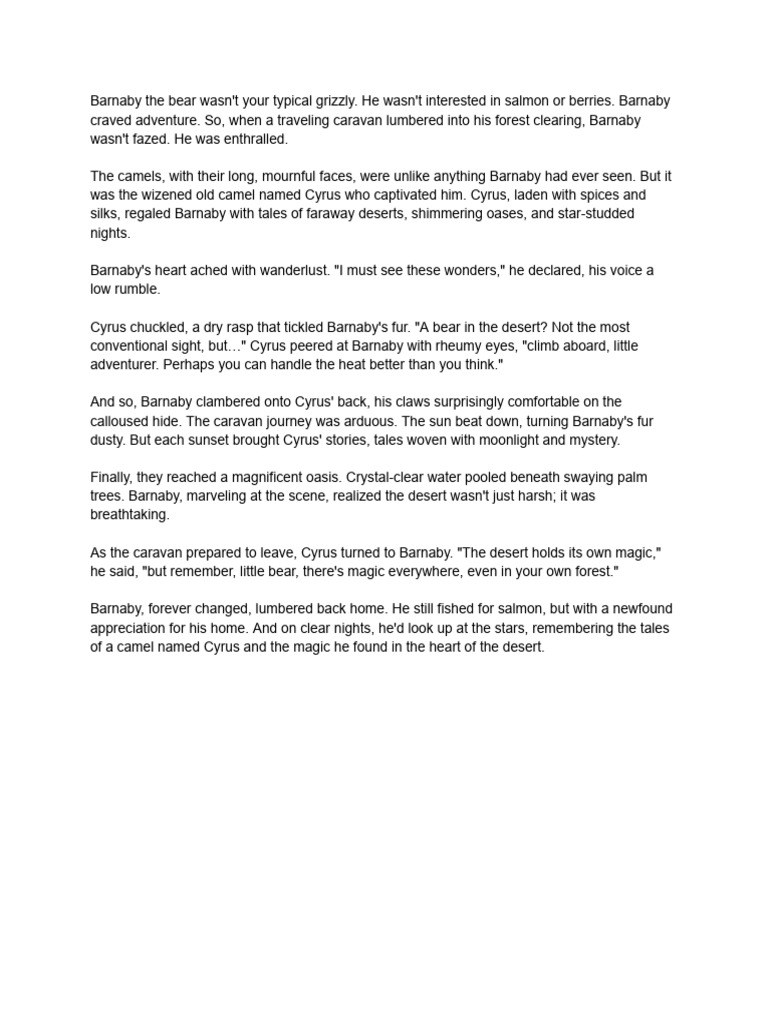 Barnaby's Desert Adventure Tale | PDF