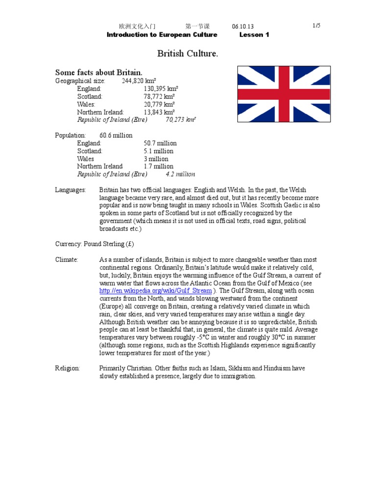 Overview of British Culture | PDF | Ireland | United Kingdom