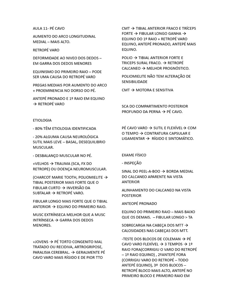 Deformidades do Pé Cavo Varó | PDF | Pé | Anatomia humana