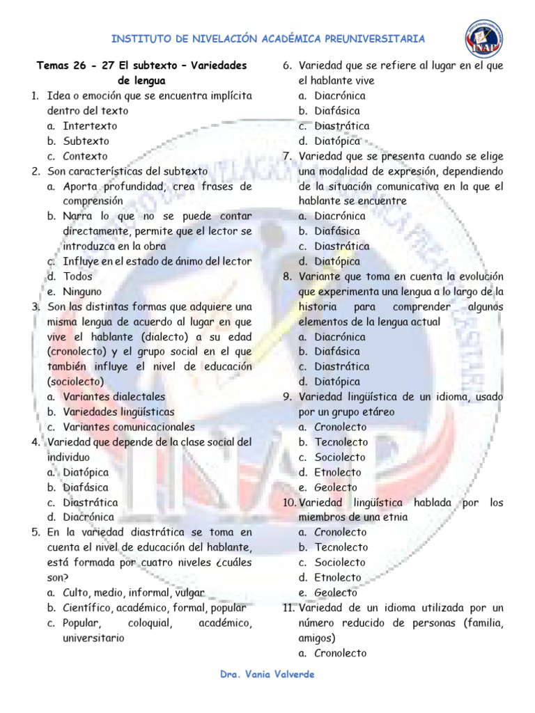 6 TEMAS 26 - 27 El Subtexto - Variedades de Lengua | PDF | Dialecto ...