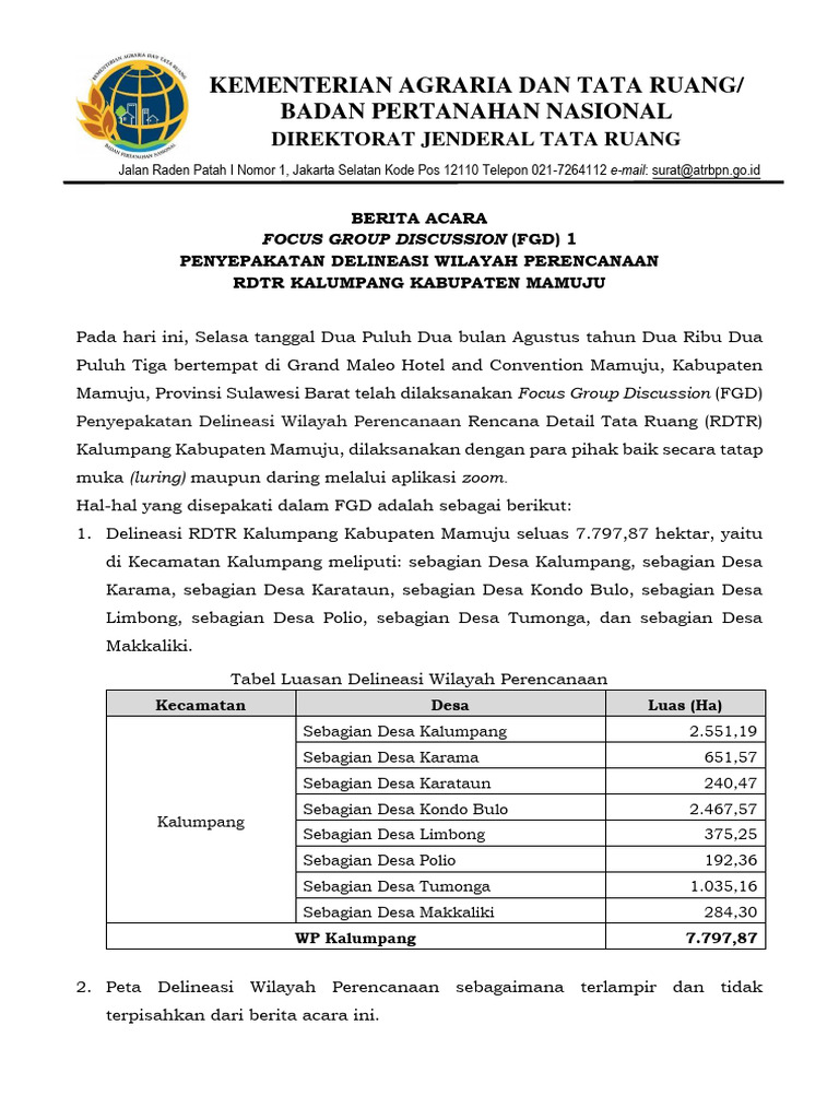Delineasi RDTR Kalumpang Mamuju | PDF