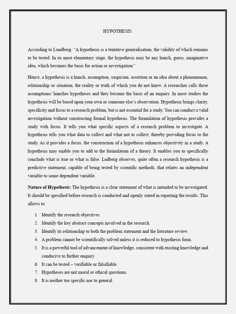Hypothesis Format in Research Papers | PDF | Hypothesis | Scientific Method