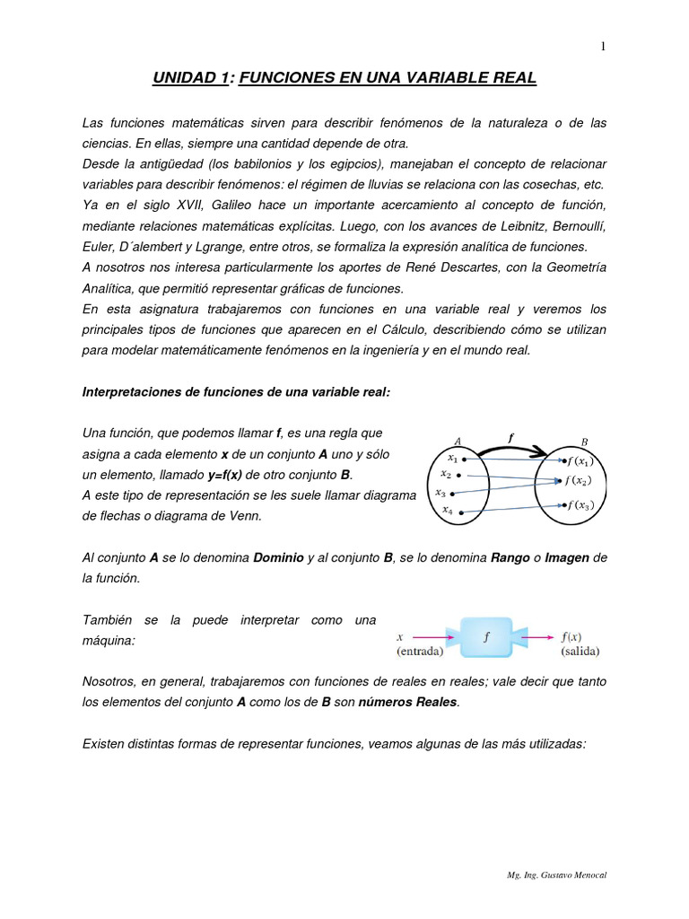 Guía de Funciones en una Variable Real | PDF | Función (Matemáticas ...