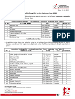 Office Order - Annual Holiday List For The Calendar Year 2024 For SIS Group Companies