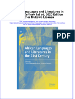 African Languages and Literatures in The 21St Century 1St Ed 2020 Edition Esther Mukewa Lisanza Full Chapter