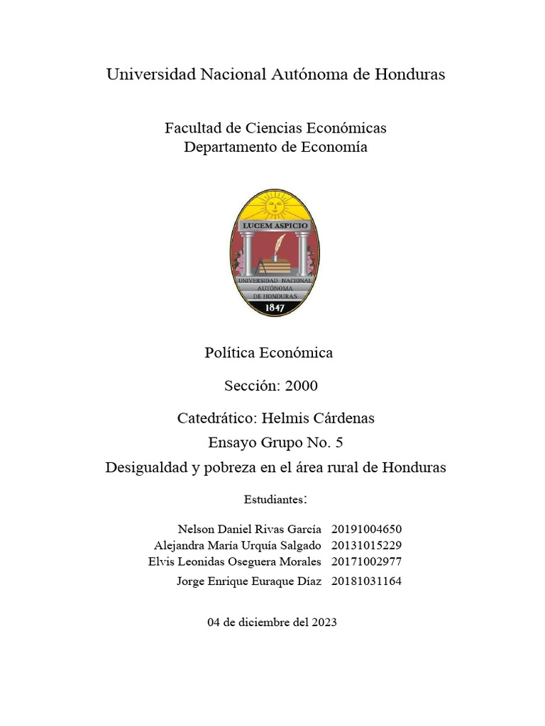 Desigualdad y pobreza rural en Honduras | PDF | Pobreza | Pobreza e ...
