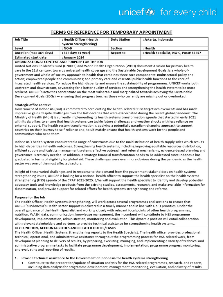 Health Officer for System Strengthening | PDF | Health System | Governance