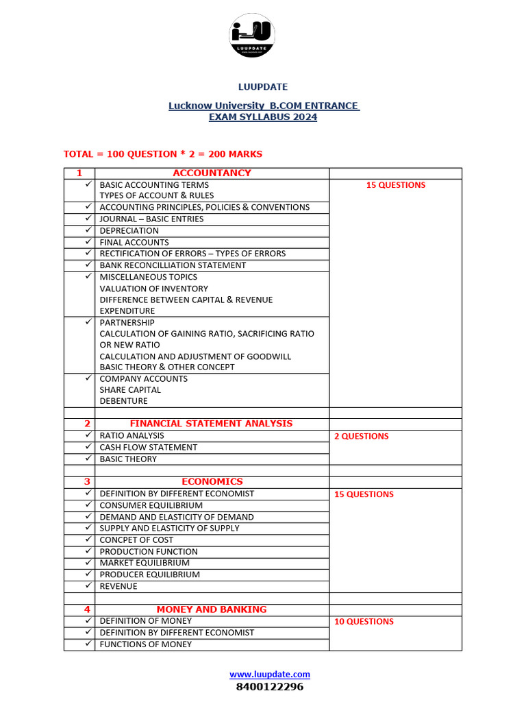 Lucknow University Bcom Nep Notes Template