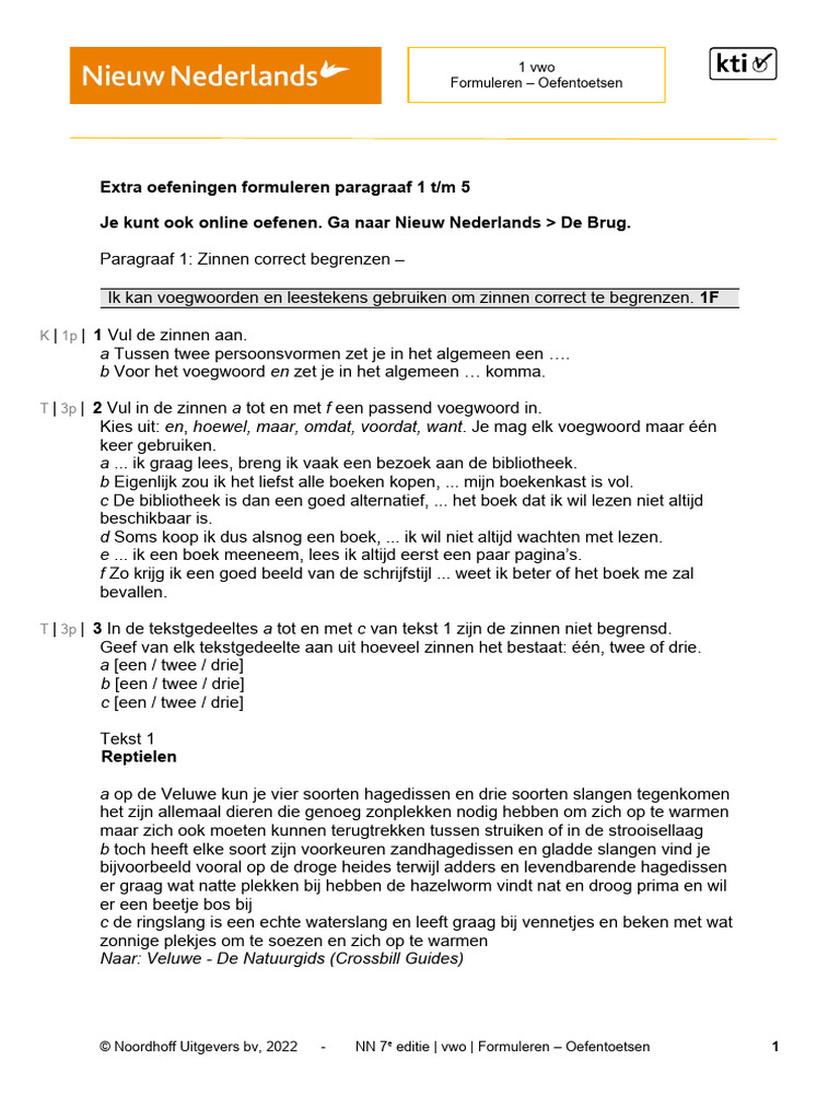 Oefeningen Formuleren Par. 1 TM 5 | PDF