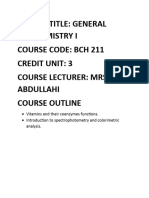 BCH 211 Lecture Note