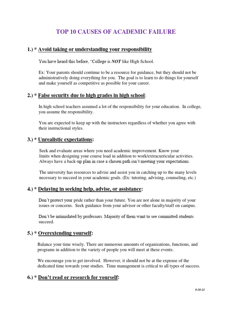 Top Causes of Academic Failure | PDF | Critical Thinking | Teachers