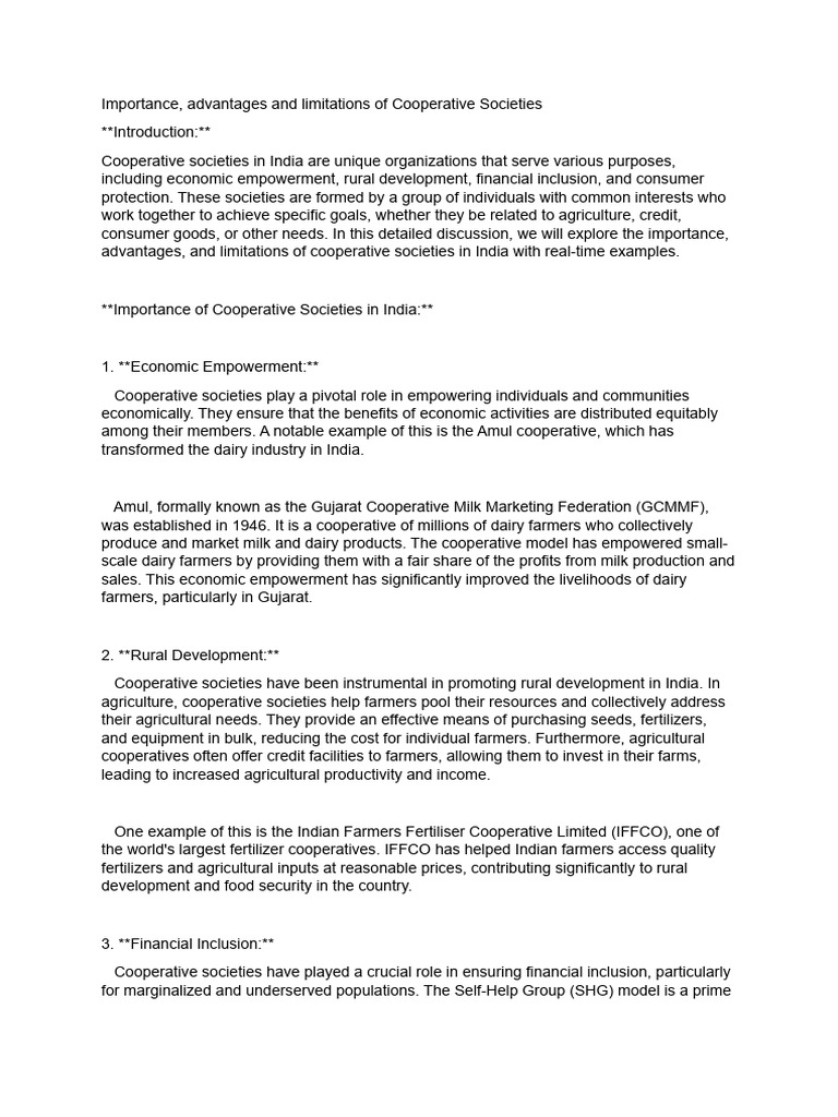 Importance and Challenges of Cooperatives | PDF | Cooperative | Dairy