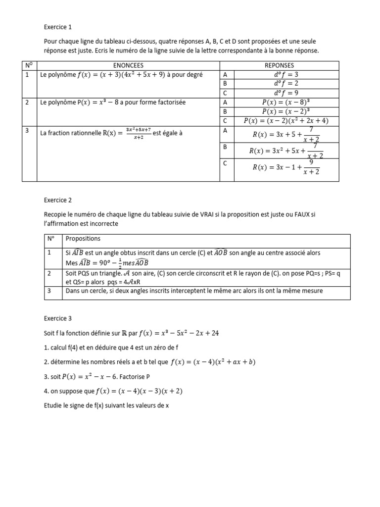 Exercice de mathématiques seconde | PDF | Nombre réel | Mathématiques ...