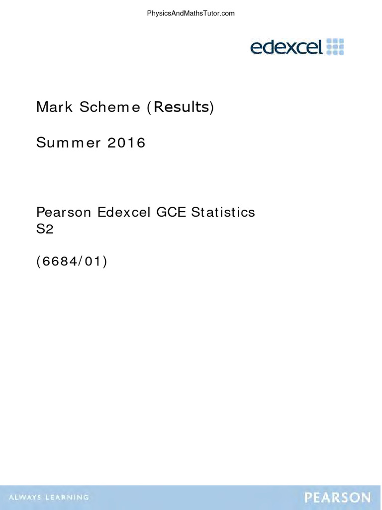 June 2016 (GCE) MS - S2 Edexcel | PDF