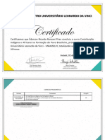 Certificado Sobre Contribuição Indígena e Africana Na Formação Do Povo Brasileiro