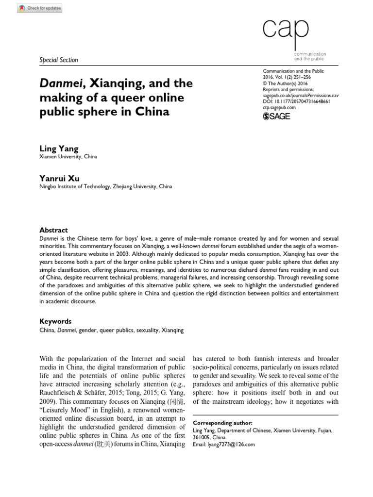 Yang Xu 2016 Danmei Xianqing And The Making Of A Queer Online Public