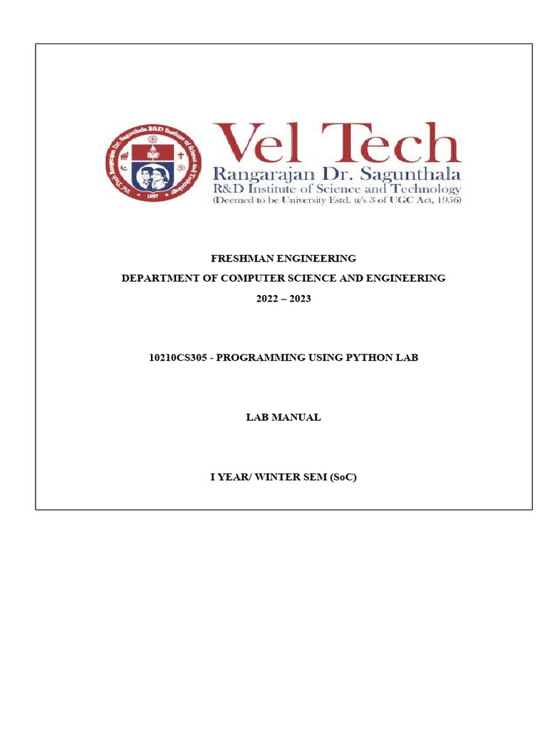 lab manual PYTHON | PDF | Computer Program | Programming