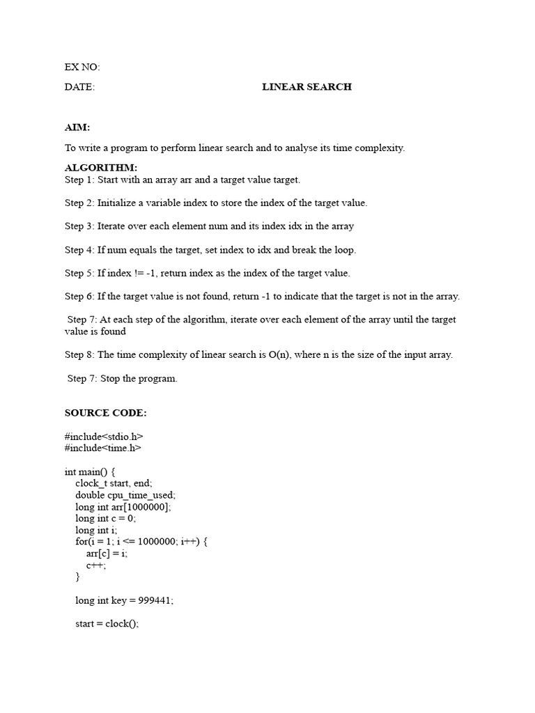 Linear search alg | PDF | Time Complexity | Software Engineering