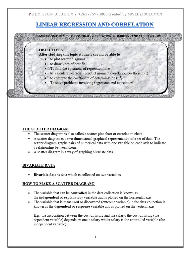 A Level Regression and Correlation Guide | PDF | Cost Of Living ...