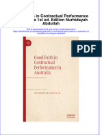 Good Faith in Contractual Performance in Australia 1St Ed Edition Nurhidayah Abdullah Full Chapter