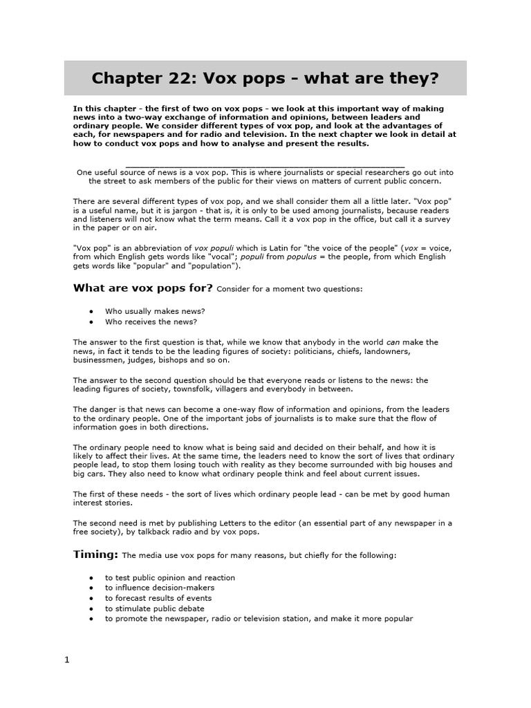 Understanding Vox Pops in Journalism | PDF | Survey Methodology ...