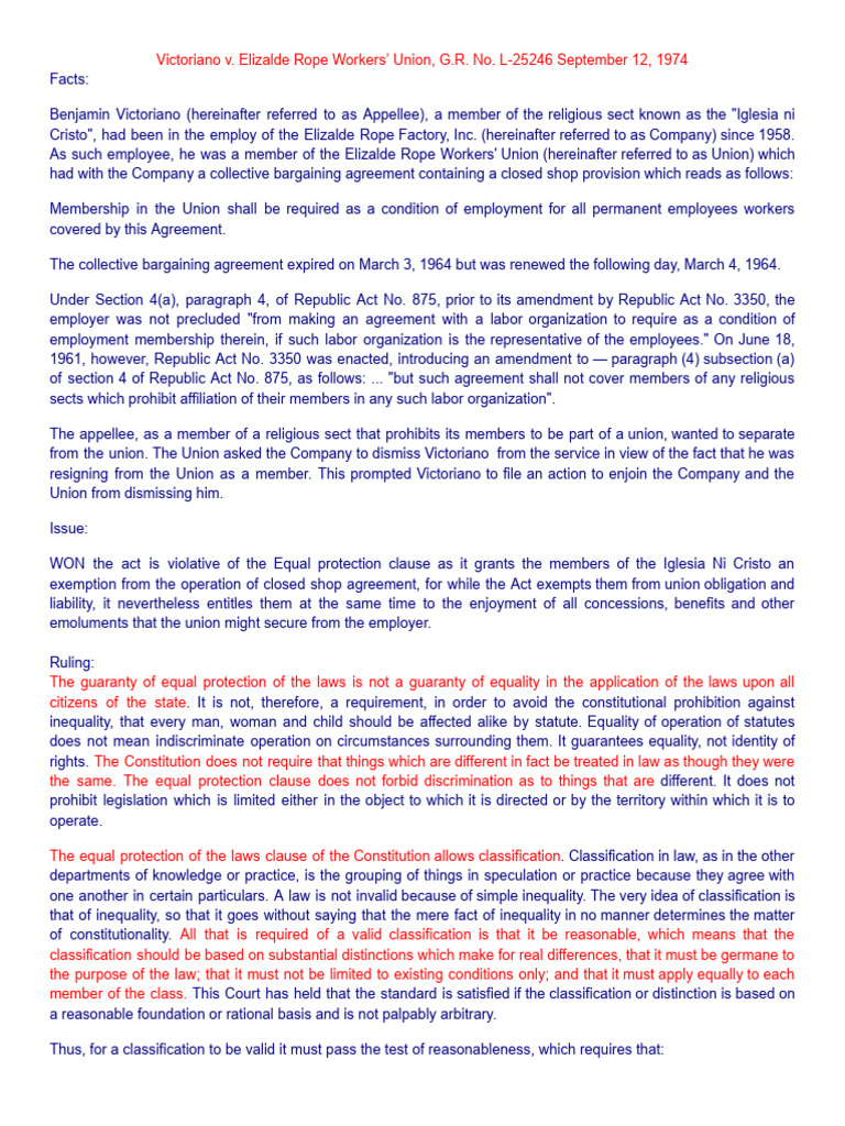 Equal Protection Cases PDF Equal Protection Clause Blood Donation
