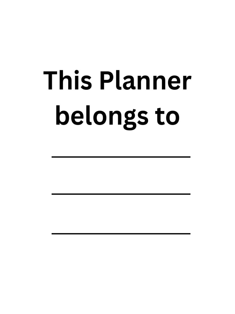 This Planner Belongs To Vaibhav | PDF