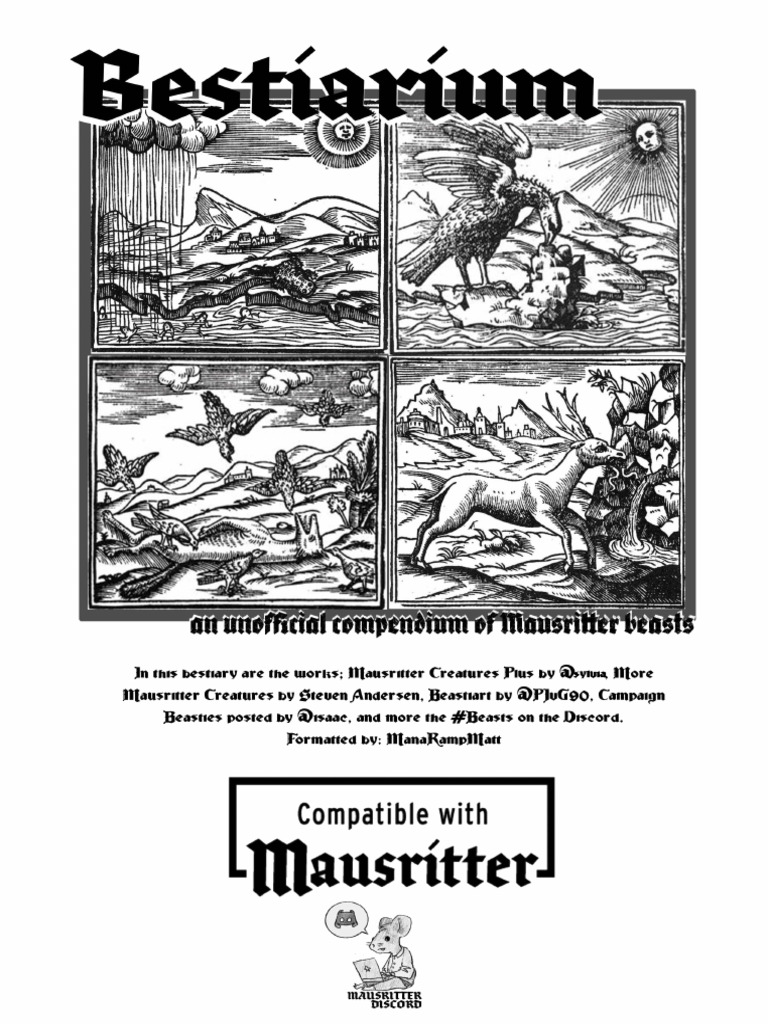 Bestiarium Print Pdf Mouse Wild Boar