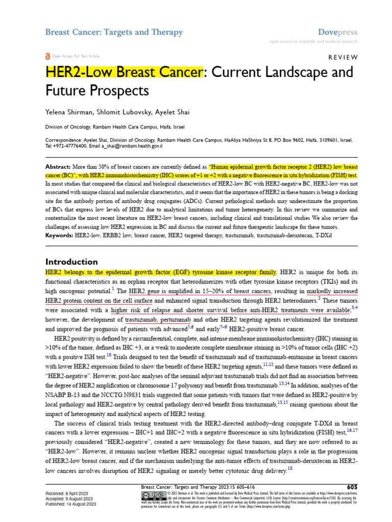 HER2-Low Breast Cancer | Download Free PDF | Immunohistochemistry | Cancer