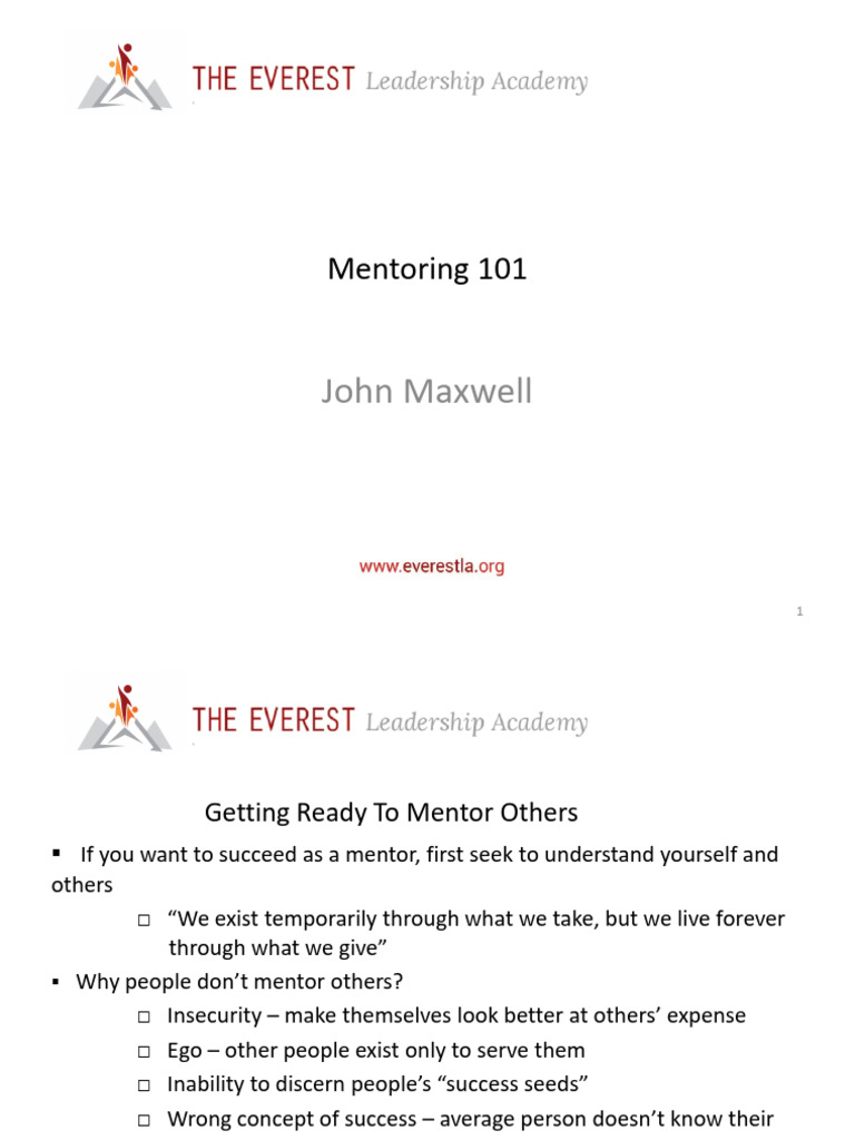 5 1 Mentoring 101 John Maxwell Download Free Pdf Social