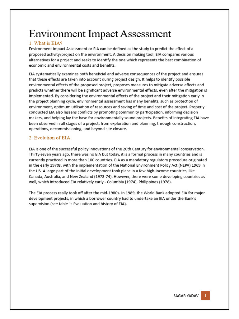 Environment Impact Assessment PDF Environmental Impact Assessment